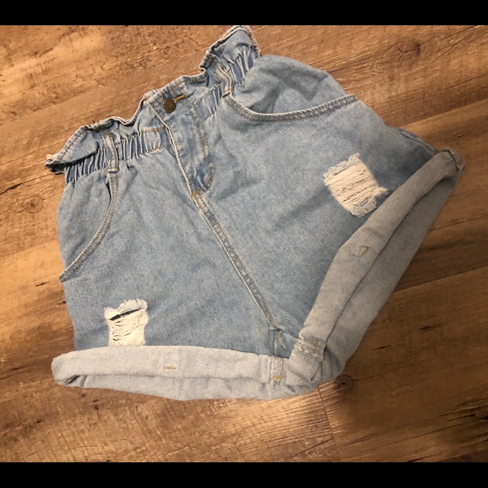 High waisted denim shorts